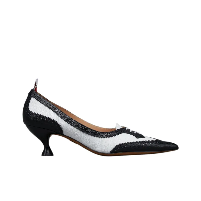 THOM BROWNE· Wingtip Irregular Heel High Heels Women's Black White-1