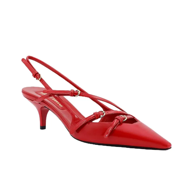 MIU MIU Slim Heel High Heels 5.5cm Women's Red-2