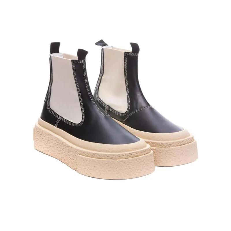 MM6 Maison Margiela Round-toe Leather Ankle Boots-2