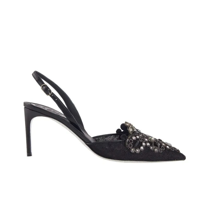 RENE CAOVILLA Veneziana Slim Heel High Heels Women's Black-1