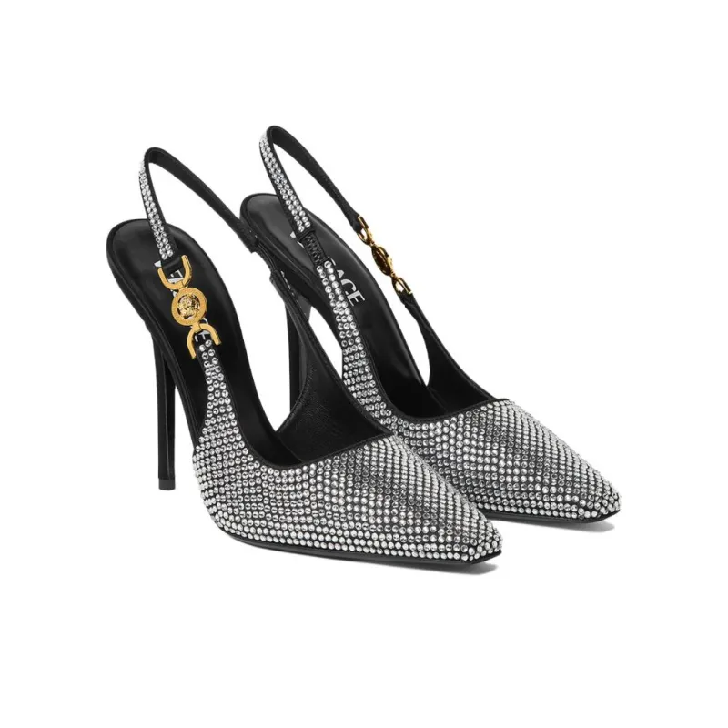 VERSACE Crystal-embellished Medusa 95' Slingback Pumps-2
