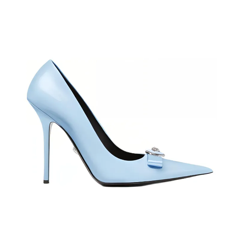 VERSACE Gianni Ribbon 120mm Leather Pumps-1