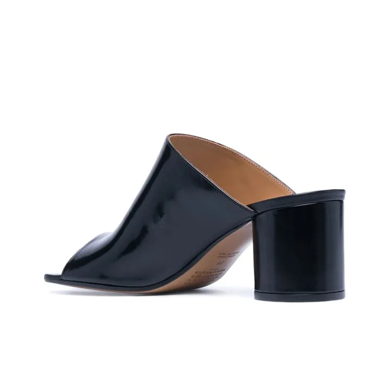Maison Margiela Tabi Chunky Heel Slide Slippers 8cm Women's Black-2
