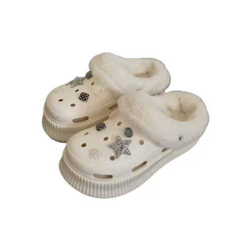 SHIGUDE Cotton Slippers Women's Cream White
