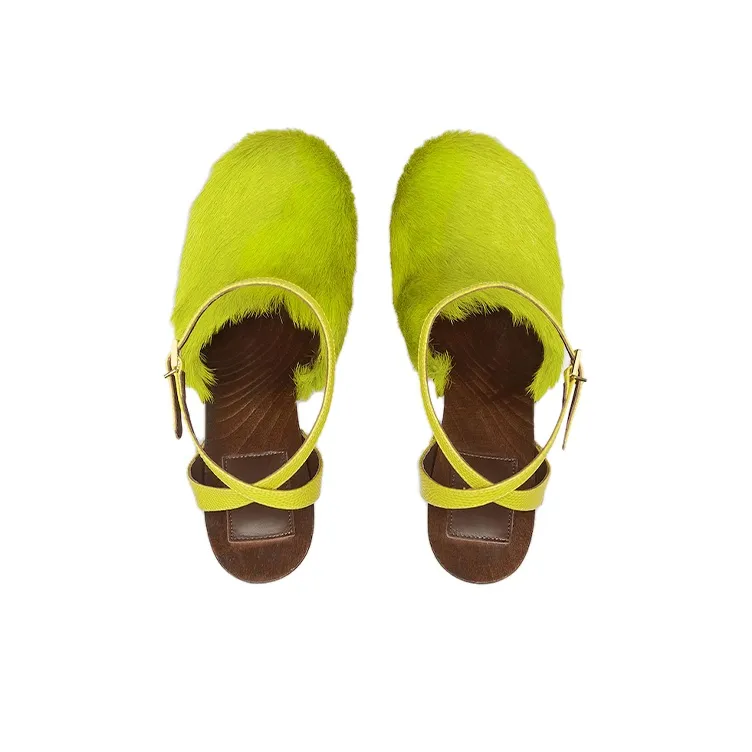 FENDI Baguette Chunky Heel High Heels Women's Green-3