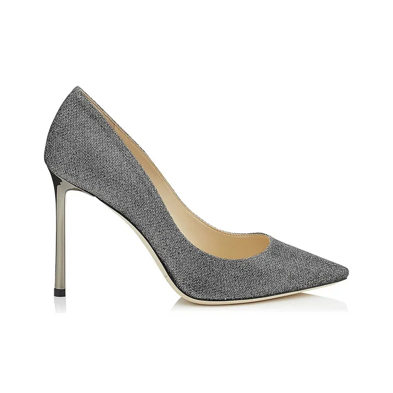 Jimmy Choo ROMY Slim Heel High Heels 10cm Women's Carbon Gray-1