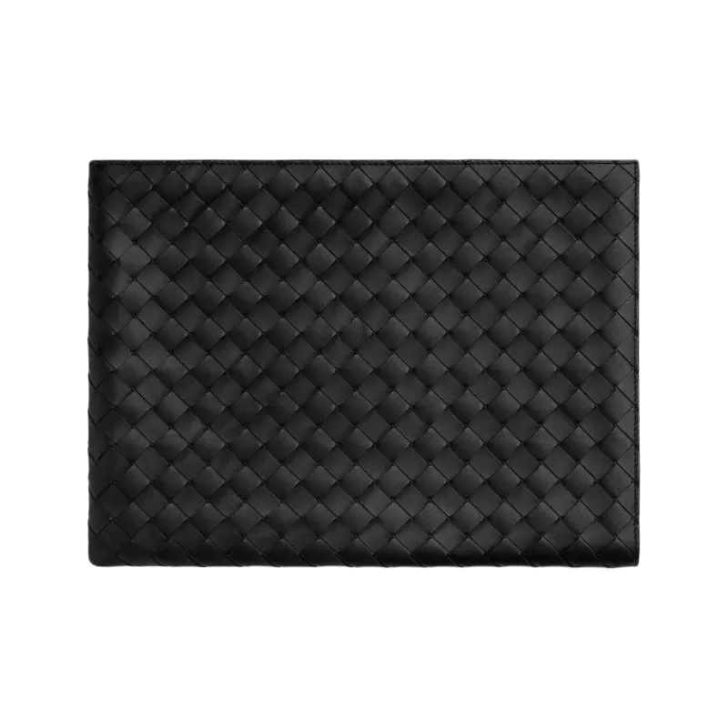 Bottega Veneta Intrecciato Calfskin Clutch Men's Black/Orchid Brown-0