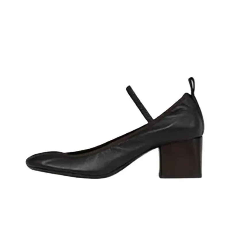 Lemaire Square Ballerina Block Heel High Heels 5.5cm Women's Black-0