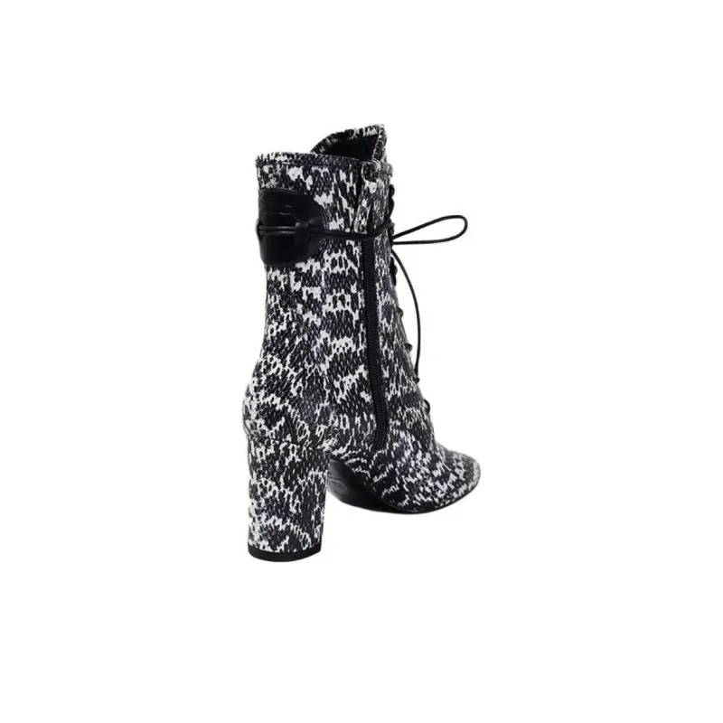 LONGCHAMP Ankle Boots Women's Black White-3