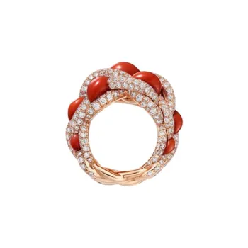 CARTIER Rose Gold Rings Unisex Red