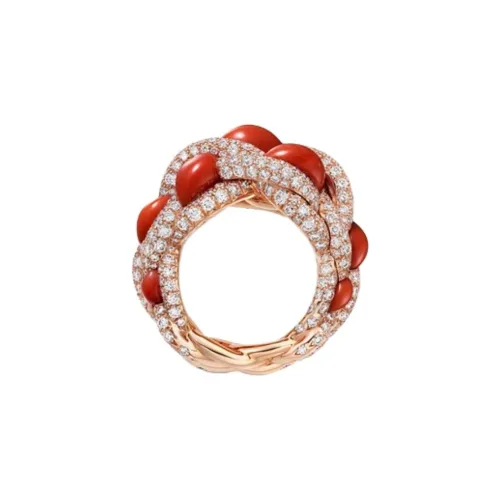 CARTIER Rose Gold Rings Unisex Red