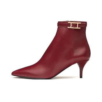 HERMES Blanche Ankle Boots Women's Sanglia Red Ancora Red