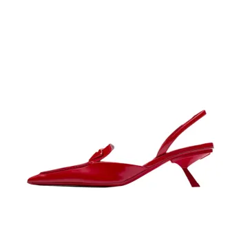 PRADA Brushed Leather Slingback Pumps 'Red' Women's