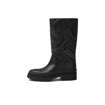HERMES Mosaique Mosaic Knee high Boots Women's Black