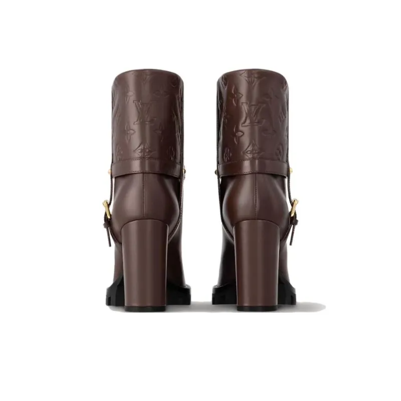 LOUIS VUITTON Star Trail Ankle Boots 8cm Women's Brown-3