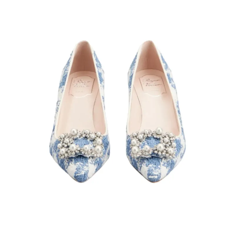 Roger Vivier Slim Heel High Heels 6.5cm Women's Blue White-2