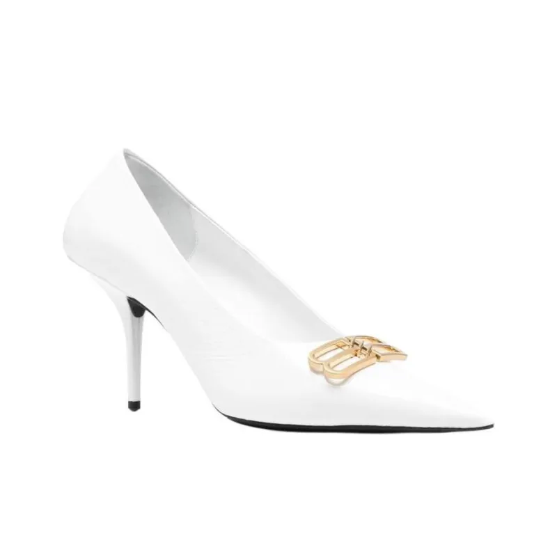 Balenciaga Knife Slim Heel High Heels 8cm Women's White-2