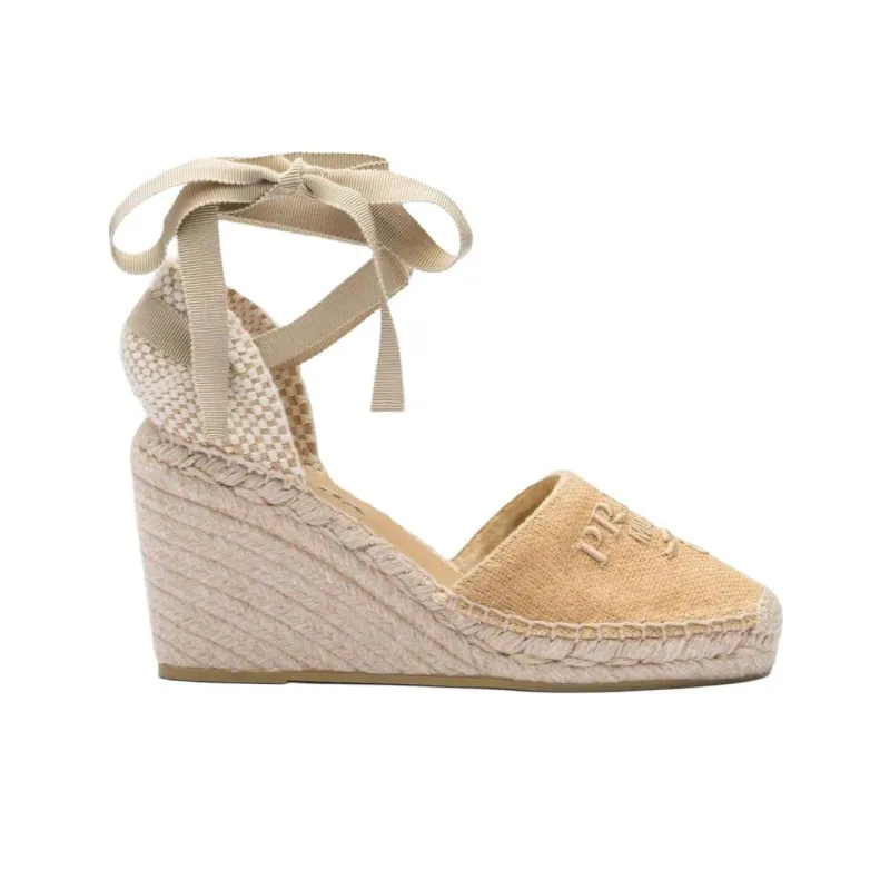 PRADA Wedge Heel High Heels 9cm Women's Light Brown-1