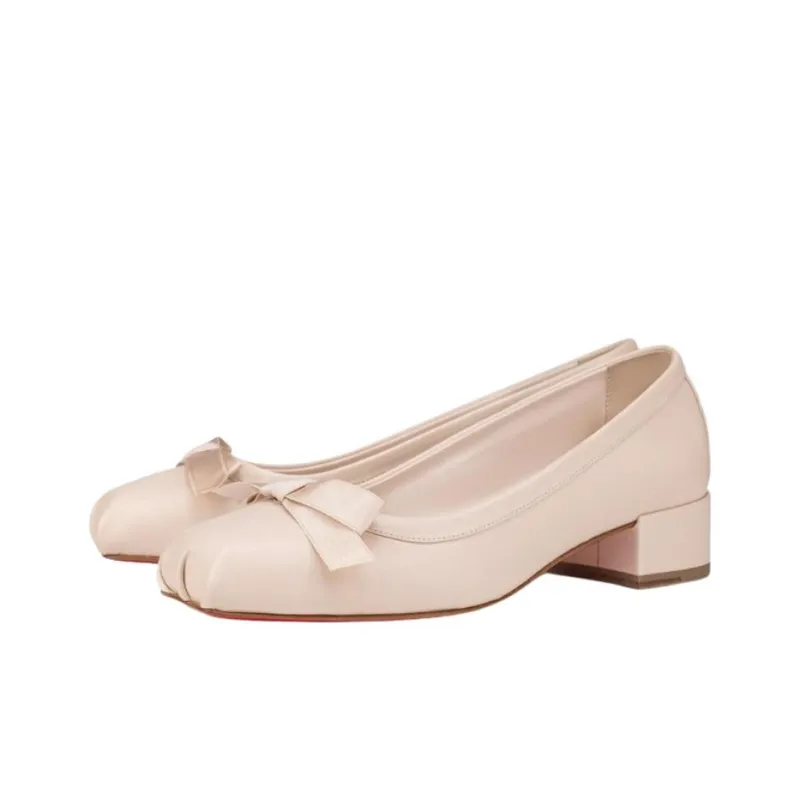 CL Chunky Heel High Heels 3cm Women's Pink-2