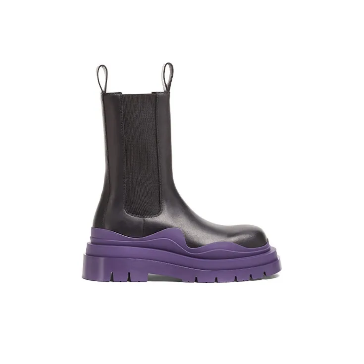 Bottega Veneta Tire Chelsea Boots Men's Black Purple-1