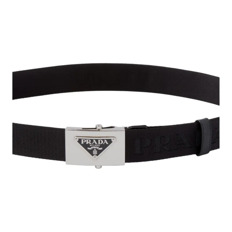 PRADA Logo Plaque Woven Belt-2