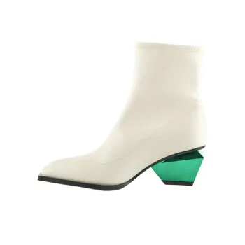 UNITED NUDE Jacky Bootie Ankle Boots 6cm Women's White Green