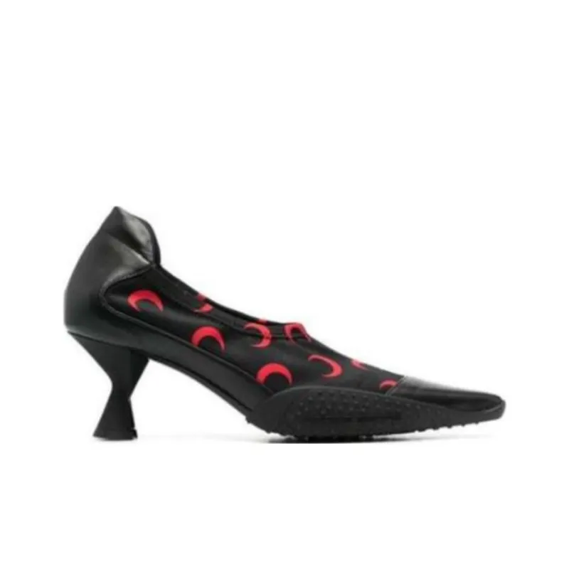 Marine Serre Chunky Heel High Heels 6.5 Women's Black Red-1