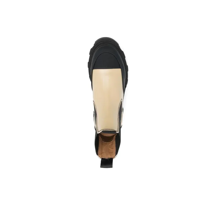 GANNI Two-tone Leather Ankle Boots-4