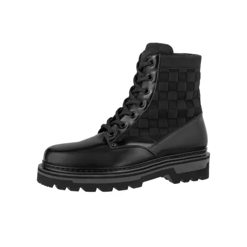 LOUIS VUITTON Flat Ranger Ankle Boots 'Black With Plaid'