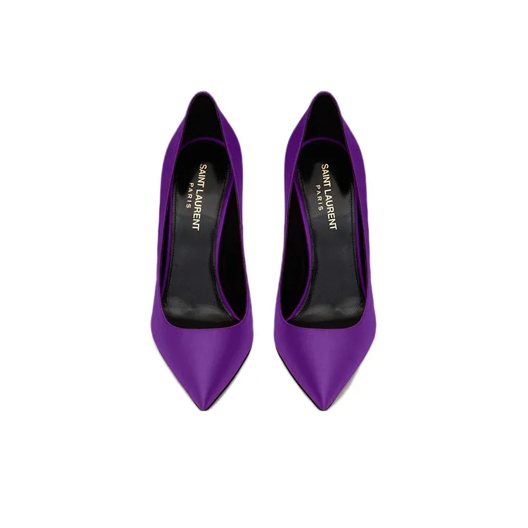 SAINT LAURENT Marylin Pump Purple Satin Women's-3