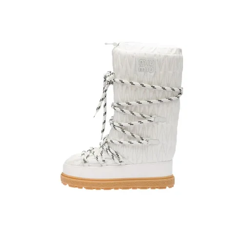 MIU MIU Warm Coverage Crew Snow Boots Women's White