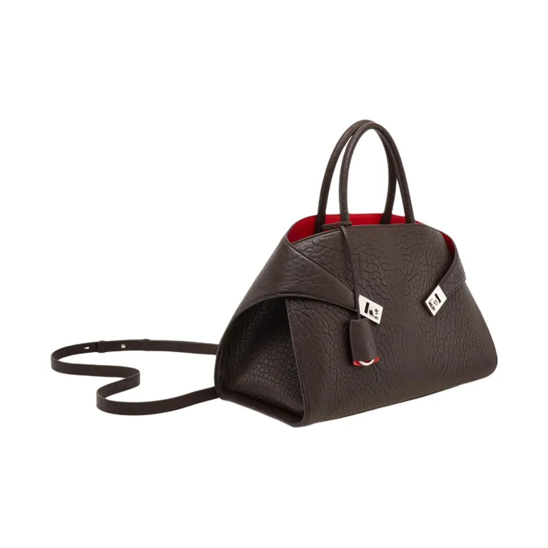 FERRAGAMO Hug Lambskin One Shoulder Handbags Large Size Women's Morocco Berry-1