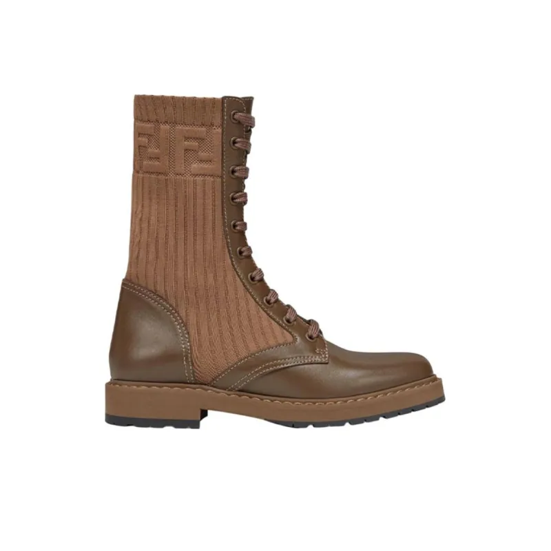FENDI Women's FF Rockoko Biker Boot 'Brown'-1