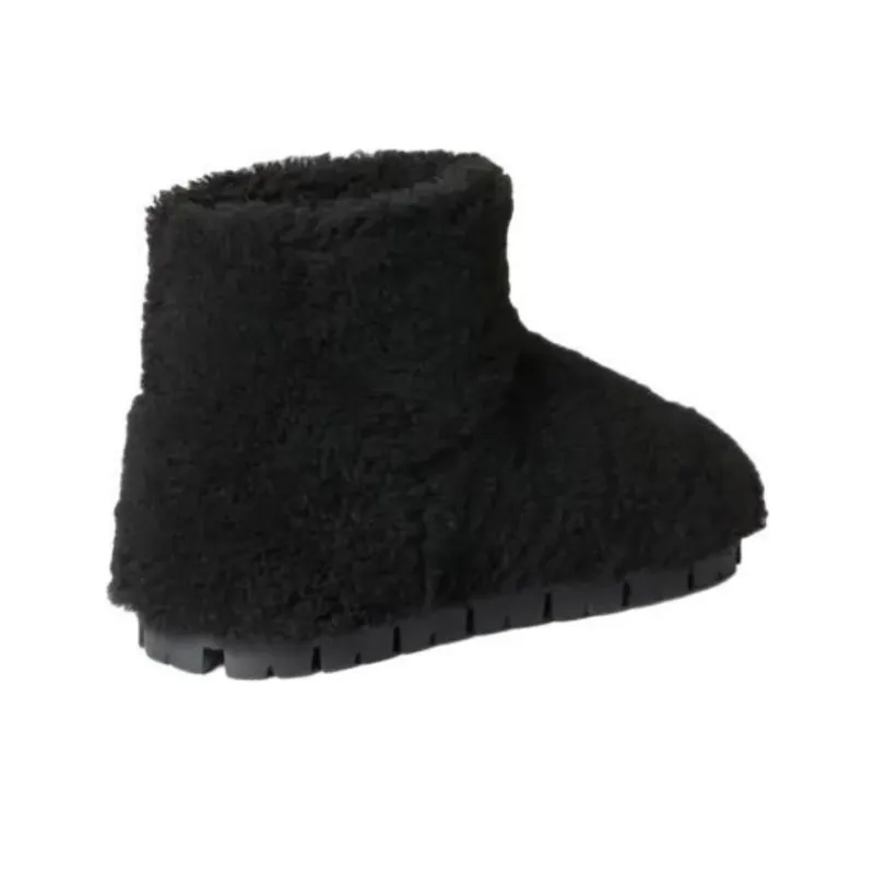 PRADA Warm Knee High Snow Boots Women's Black-4