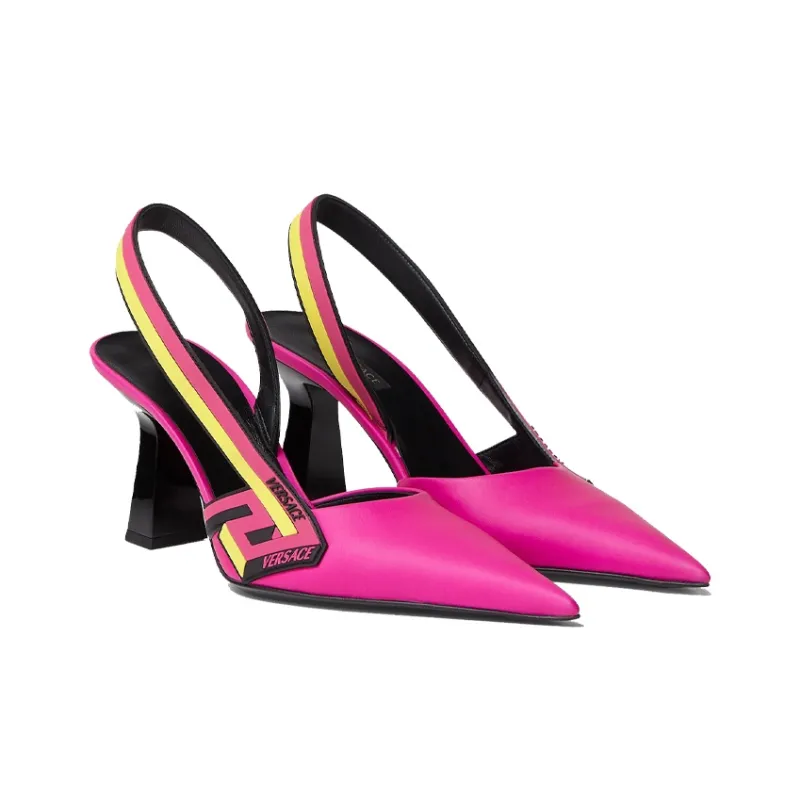 VERSACE La Greca High Heels Women's Rose Red-2