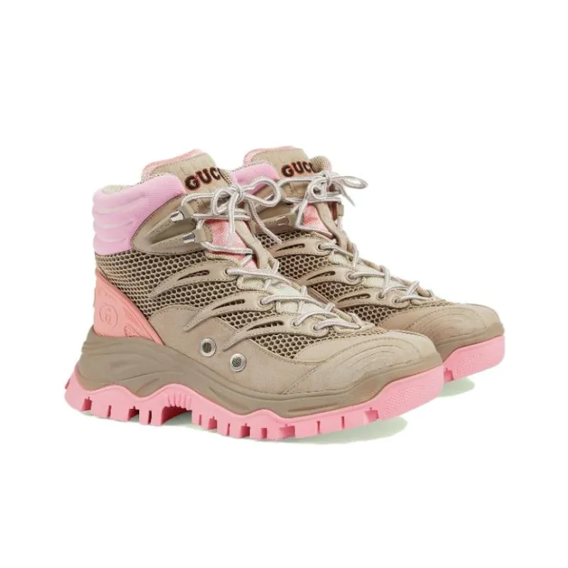 GUCCI Women's Lace Up Ankle Boot 'Beige Pink' Women's-2