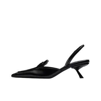 PRADA Brushed Leather Slingback Pumps 'Black' Women's