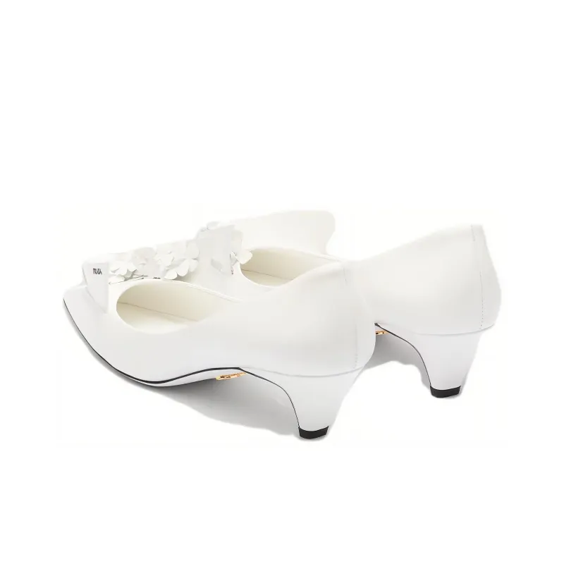 PRADA 3D Flower Heels White-3