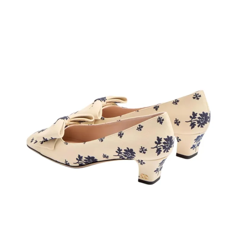 Valentino Bowow Spool Heel High Heels 4.5cm Women's Beige-4