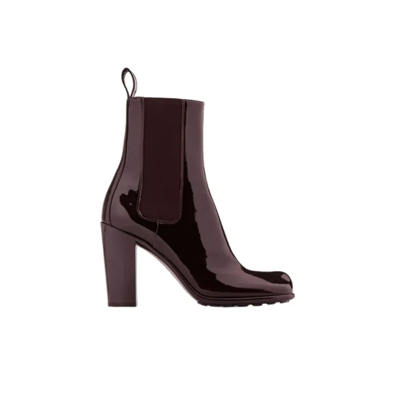 Bottega Veneta Patent Leather Ankle Boot Brown Women's-1
