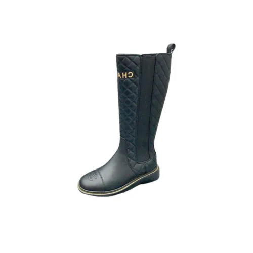 CHANEL Knee-High Chelsea Boots Women's Black