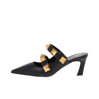 Valentino Roman Stud Slim Heel High Heels 6.5cm Women's Black
