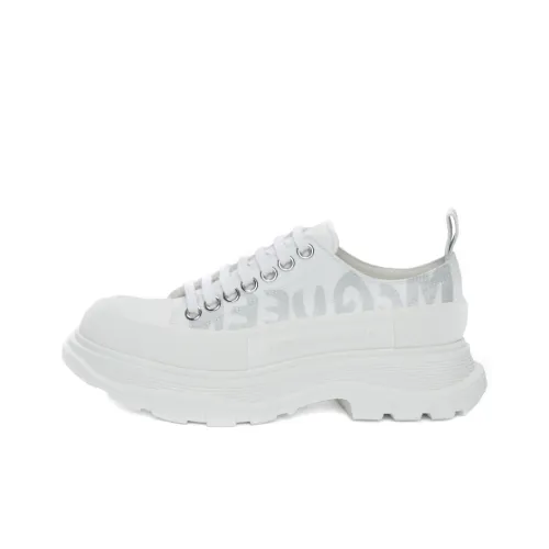 Alexander McQueen Tread Slick Low Lace Up Graffiti White Silver Women's