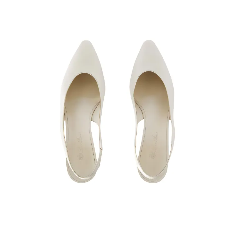 Loro Piana Rebecca Cone Heel High Heels 5.5cm Women's White-3
