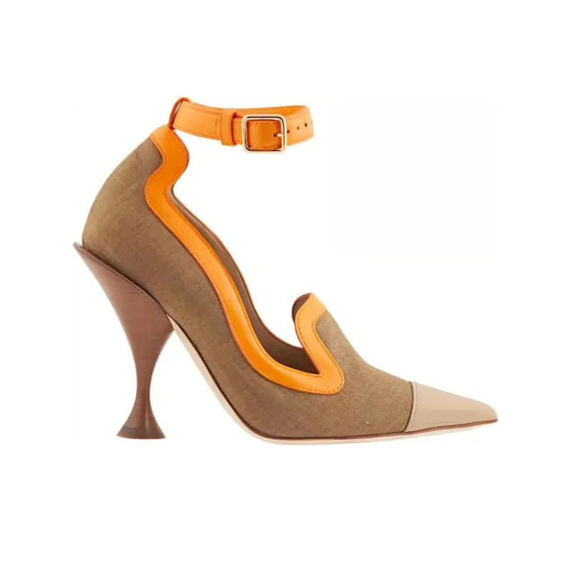 Burberry Cone Heel High Heels Women's Brown-1
