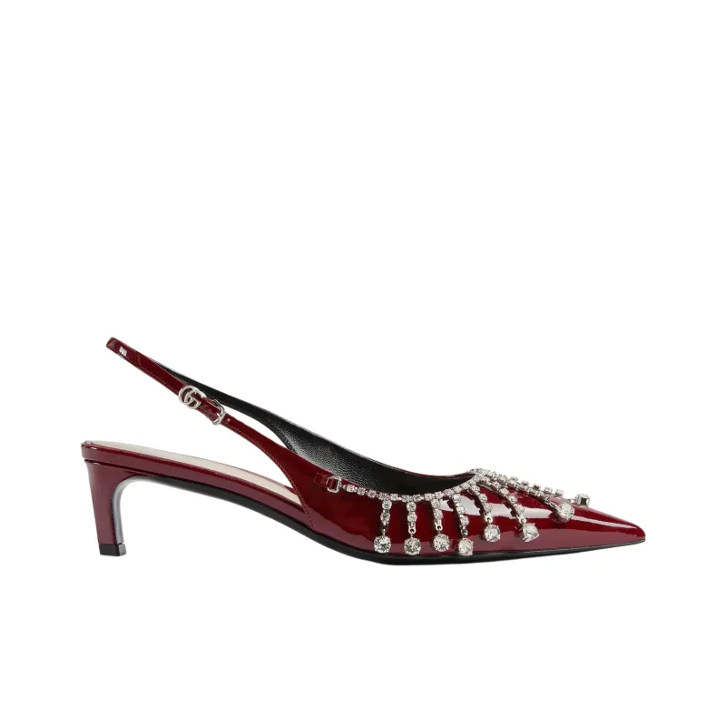 GUCCI Slim Heel High Heels 4.3cm Women's Red-1