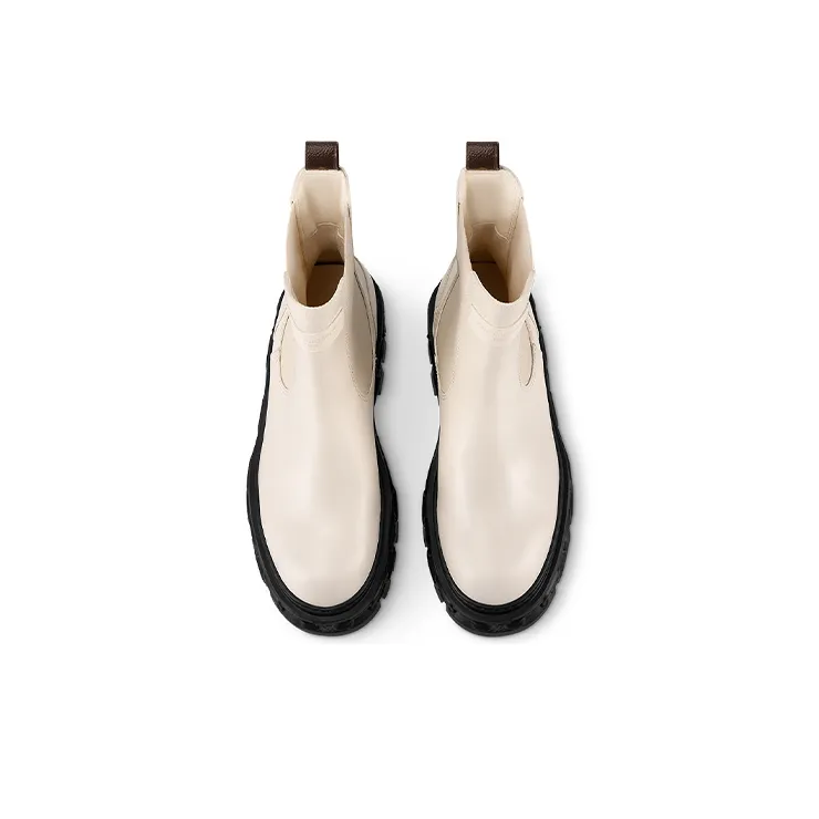 LOUIS VUITTON Record Short Chelsea Boots Women's White-3