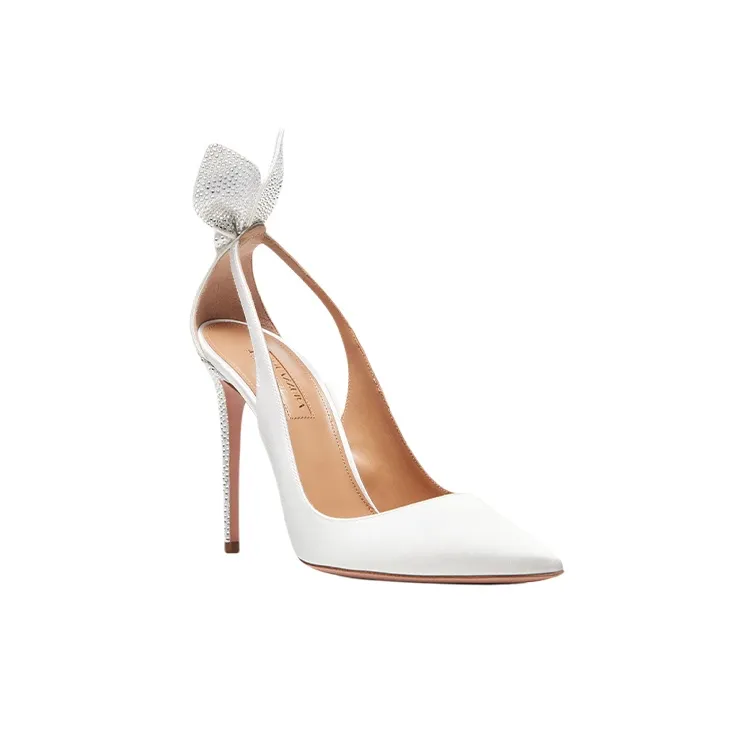 AQUAZZURA Bow Tie Slim Heel High Heels 10.5cm Women's White-1