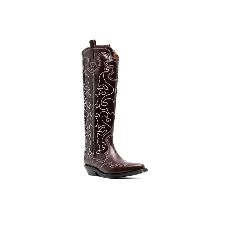 GANNI 40mm Knee-high Western Boots-2