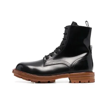 Alexander McQueen Leather Boots Black Brown